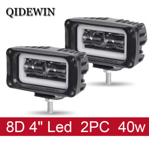 8D 4 inch LED Work Light 20W White Red Angel Eyes Halo Headlight DRL Driving Fog Light 12V 24V For Car Truck Motorcycle ATV SUV