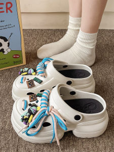 รองเท้าแตะแบบสวมสำหรับผู้หญิงในช่วงฤดูร้อนที่น่ารักและทันสมัย ​​รองเท้าแตะแบบสวมหัวกันลื่นพื้นหนาสำหรับใส่กลางแจ้ง