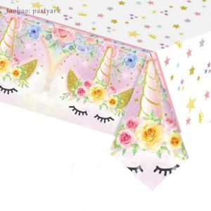 Unicorn Theme Waterproof Oil-proof Disposable Plastic Tablecloth