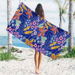 Blue Tropical Floral Beach Towels Ultra Lightweight Quick Drying Super Absorbent Summer Essential Fast-Drying Towel for Beach