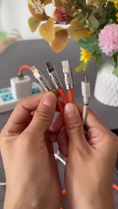 3 In 1 USB Cable 120w 6A Fast Charging Cable Type C Micro USB Charging Cord For Iphone Huawei Xiaomi Samsung Phone