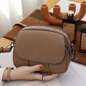 Fashionable Soft Leather Crossbody Bag for Women with Multiple Pockets Practical Small Bag Korean Style Leisure Handbag