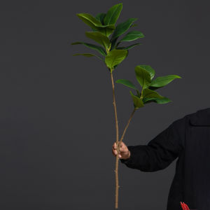 105cm 2 Forks Large Artificial Plants Fake Magnolia Tree Branch Plastic Rubber Leaves Tall Green Landscape For Home Garden Decor