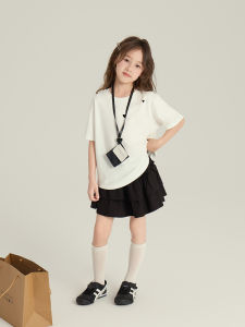 Cute Girls Heart Print Short Sleeve T-Shirt Casual Loose Fit Summer Top for Children Aged 3-15 Korean Style Cotton Tee