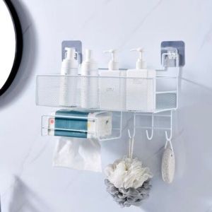 6 หมายเลขเส้นตัวแทนในการฉีดผนังแบบไม่ต้องเจาะผนัง สีขาว สีดำ ตะแกรงวางของติดผนัง 50cm x 70cm