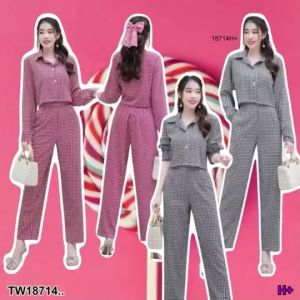 ชิ้น เสื้อเชิ้ตแขนยาว + กางเกงขายาว - Set 2 (TW18714)