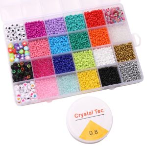 24Box Set Of Rice Beads Letter Beads Beads For Handmade Bracelet Necklace Earring Keychain DIY Craft Jewelry Making Accessories