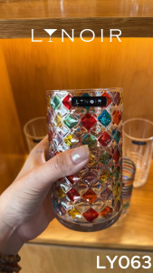 Ly Thủy Tinh Highball - Colored Gemstone Lattice | 350ml | [LYNOIR_LY063]
