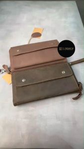 2 Way Use Clutch Long Zip Leather Wallet Sling Genuine Cow Leather Purse Dompet Kulit Lembu Panjang