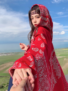 JIFANPAUL | Warm Ethnic Style Womens Winter Cape with Hood