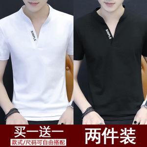 Trendy Ice Sensation Short Sleeve Polo Shirt for Men V-Neck Pure Color Summer Fashion Slim Fit Quick Dry Versatile Youth Style