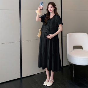 Stylish French V-Neck Lace Pregnancy Dress