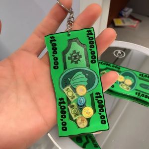 SpongeBob Keychain Funny Anime Gold Coin Banknotes Key Ring Decoration Cartoon Creativity Bag Pendant Cute Backpack Charm Toys海绵宝宝比奇堡摇摇乐