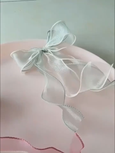 9m Korean Style Gold Edge Wave Silk Organza Ribbon Gift Wrapping Decoration Lace Ribbon
