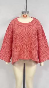 Autumn Winter Women Knit Cable Elegant Sweater Loose Fashion Hollow Out Pullover Jumper Casual Slash Neck Off Shoulder Clothing