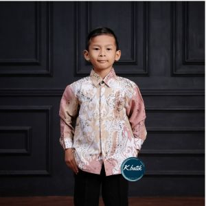KEMEJA BATIK PRIA LENGAN PANJANG BATIK MODERN MOTIF PESISIR PINK SALEM SIZE M L XL XXL KHARISMA BATIK