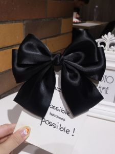 Kẹp Tóc Thắt Nút Bướm Lớn Màu Đen Cho Bé Gái Mùa Xuân Hè Phong Cách Pháp Cao Cấp Kẹp Tóc Satin Cỡ Lớn Mới 2025 Phụ Kiện Tóc