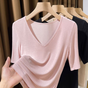 V-Neck Slimming Ice Silk T-Shirt