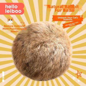 HELLOLEIBOO | Natural Rabbit Fur Kitten Teaser Durable Play Toy