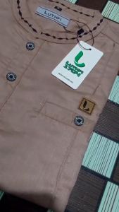 Baju Muslim Pria Dewasa Lengan Pendek Type Kurta Embordir Size M L XL Branded Luthfi Muslim Wear