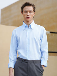 Long Sleeve Business Dress Shirt Light Blue Slim Fit Non-iron