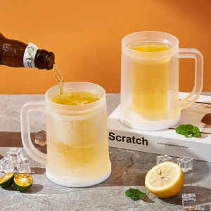 Makery【Ready in Stock】 Kitchen Creativity Double Layer Freezing Beer Mug Double Layer Cold Drink Chilled Cup 200ml