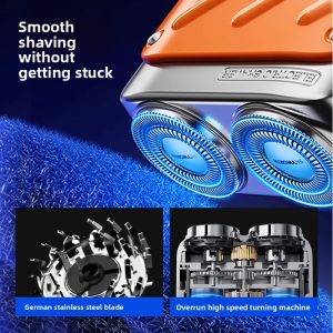 MONLEYTA | Portable Electric Shaver For Men German Mini Cannon No Black Points Beard Trimmer Gift Fast Charge Floating Blade Stainless Steel
