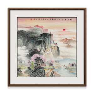 Hand-Painted Mountain Water Landscape Wall Art New Chinese Style Living Room Study Tea Room Relying on the Mountain Painting