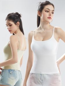 miiow | Cat Woman Modal Tank Top Womens Summer Skin-friendly Inner Wear With Chest Pad Conceals Side Breast No Trace White Beautiful Back Base Layer