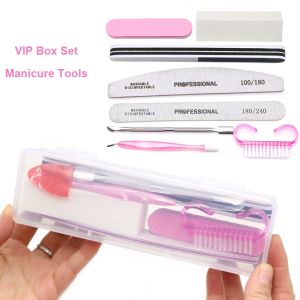 8pcs Nail Files Set 100\180 Nail Sanding Buffer Professional Manicure Files Makeup Pedicure Brushes Tool Extension Kits