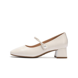 Silver Chunky Heel Mary Janes Womens Shoes Slip-On Casual Leather Fashionable Flat Mouth Single Shoes French Style Hotwind