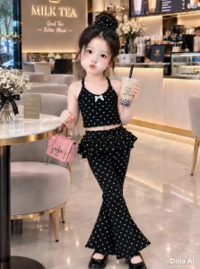 Set Đồ bộ quần ống loe áo dây cho bé gái (8-25kg) vải cotton 4D thun co dãn
