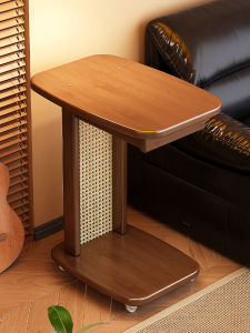 โต๊ะข้างโซฟาแบบเคลื่อนที่ได้สไตล์ย้อนยุคขนาดเล็กสำหรับห้องนั่งเล่นไม้เทียมไม่ใช่ไม้แท้ โต๊ะกาแฟขนาดเล็ก โต๊ะทำงานแบบเคลื่อนที่ได้