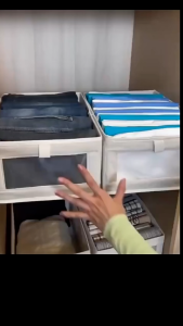 Foldable Fabric Storage Box With Window Drawer organizer with lid Wardrobe Clothes Organizer Underwear Pants Divider