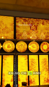 Đèn Hào Quang In Tranh Trúc Chỉ Vuông Lá Bồ Đề Trang Trí Phòng Thờ Bàn Thờ Treo Tường TC-TV-04