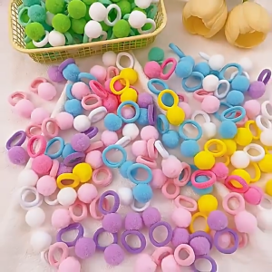 50pcs Colorful Plush Ball High Elastic Hair Bands Baby Cute Soft Ball Rubber Band Girls Hair Ties Kids Hair Accessories