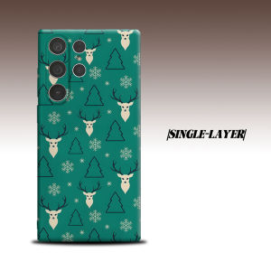 teal christmas reindeer tree For Samsung Galaxy S26 S25 S24 A56 A36 Dual Layer Luxury Fashion Full Lens Protective Case