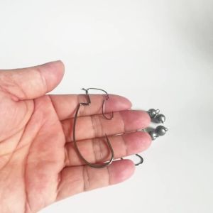 Lakbat 20PCS Wide Gap Worm Hooks High Carbon Steel Barbed Texas Rig Hooks Sharp Bass Hooks for Soft Lures Fresh Saltwater Fish