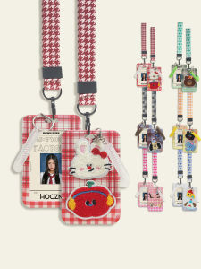 Campus Dining Card Holder Cute Animal Pattern Portable Access Control Key Holder Gridded Design ID Card Sleeve Business Supplies