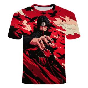 Bandai | Summer Bestseller Uchiha Itachi Series 3D Printed Round-neck Short-sleeved T-shirt for Students Suitable for Both Men and Women