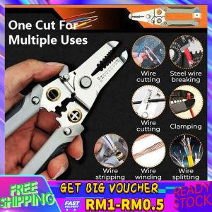 【Malaysia Spot Sale】Repair Splitting Pliers Multi-functional Cable Cutter Wire Stripper Working Tool Durable Non-Slip Grip Handle Home Crimper Pincers