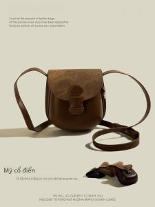 Túi Đeo Chéo Điện Thoại Di Động MuziKai Retro American Mini Faux Leather Túi Đeo Vai Đơn Thời Trang Mùa Hè 2024