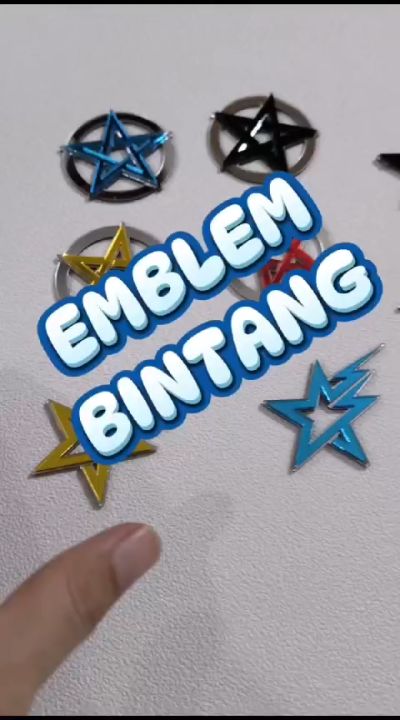 EMBLEM MOTOR LOGO BINTANG 3D TIMBUL BINTANG PETIR AKRILIK MIRROR SUDAH SAMA PEREKAT