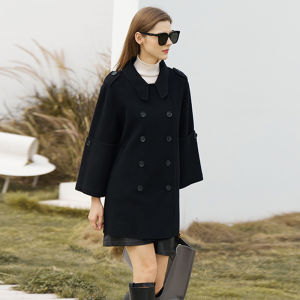 AMII | Double Breasted Mid-Length Wool Double-Faced Coat for Petite Women