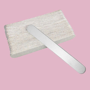 Bộ 50 Dũa Móng Thẳng Với Giấy Nhám Có Thể Tháo Rời 100/180/240 Màu Xám Cán Kim Loại Không Gỉ Dùng Cho Làm Móng Tay/chân