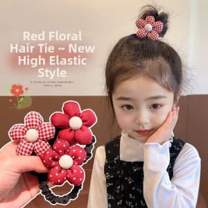 rosci | Dây Đeo Tóc Hoa Nơ Đỏ Dễ Thương Cao Su