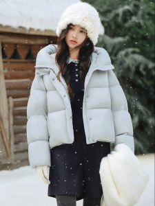 Yigue | Warm Hooded Short Down Jacket for Petite Leisure Simple