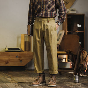 American Retro Black Casual Pants Mens Ameika Khaki Gorge Loose Straight Naples Workwear Trousers Business Casual Cotton