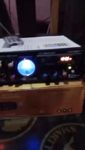 220V 12V 2000W Audio Power Amplifier Karaoke Dual Mic with Source and Passive Bass VU Meter BT-339A