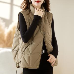 Retro down Cotton Vest Jacket Womens Winter Loose Shoulder Casual Versatile Layered Thermal Vest Warmth Sufficient Vest